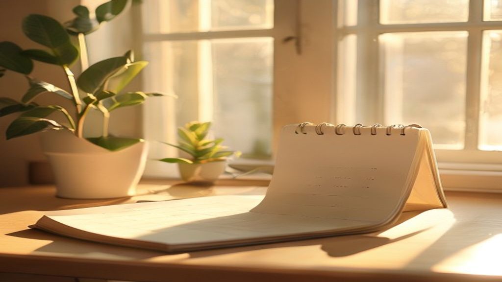 Kalender och anteckningsblock på ett skrivbord som visar planering för träning
